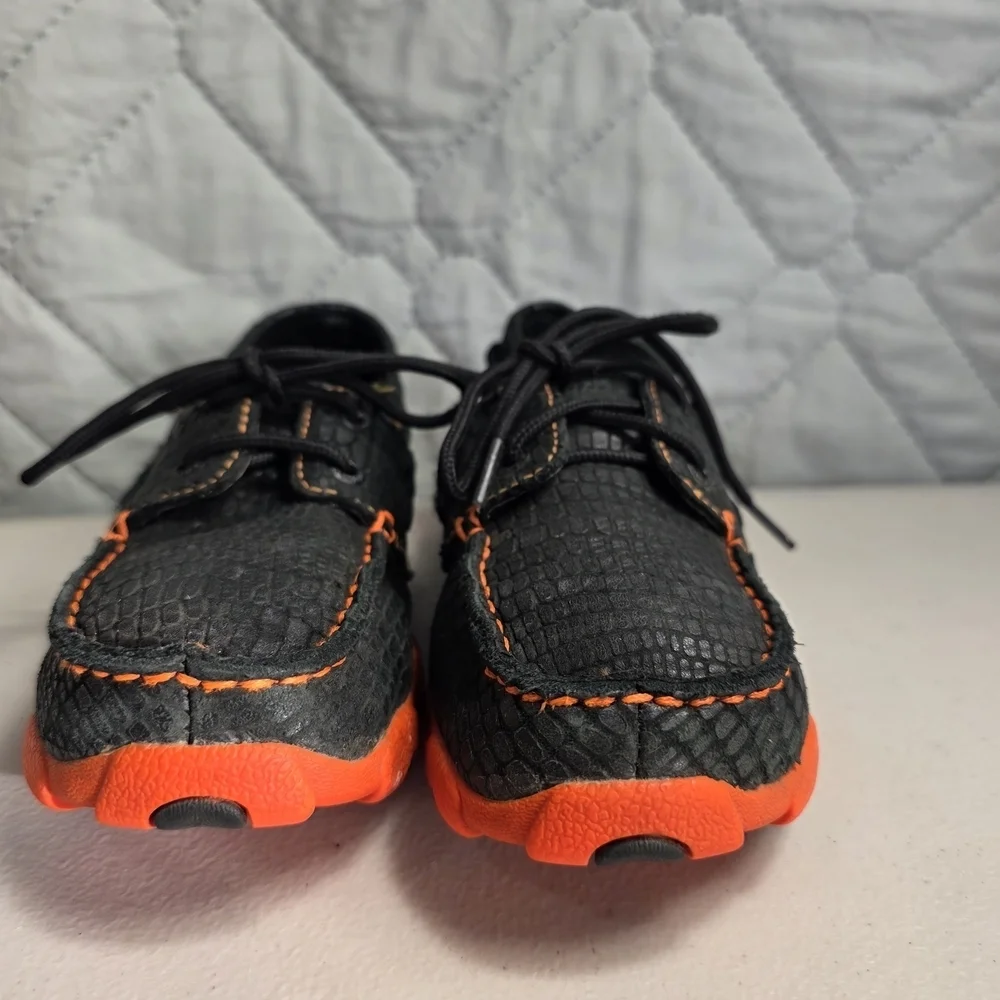Twisted X Kids Sz 2M WDM0062 Black Orange  Croc Boat Shoe Slip On